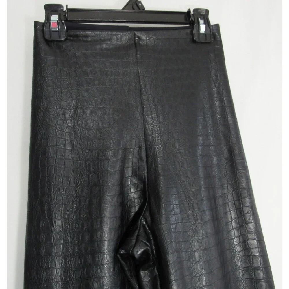 Commando Black Faux Leather Alligator High Rise Leggings Size Small EUC